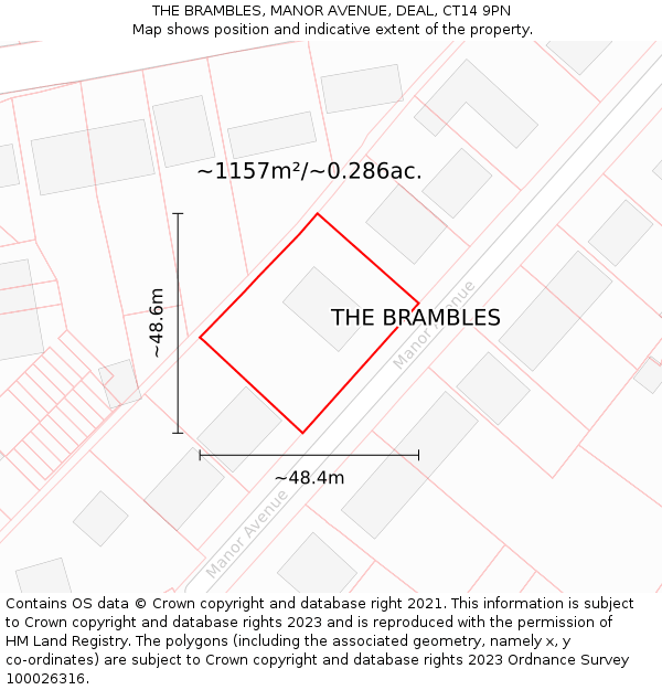 THE BRAMBLES, MANOR AVENUE, DEAL, CT14 9PN: Plot and title map