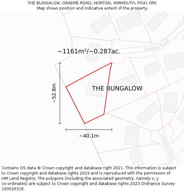 THE BUNGALOW, GRAEME ROAD, NORTON, YARMOUTH, PO41 0RX: Plot and title map