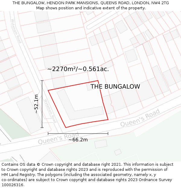 THE BUNGALOW, HENDON PARK MANSIONS, QUEENS ROAD, LONDON, NW4 2TG: Plot and title map