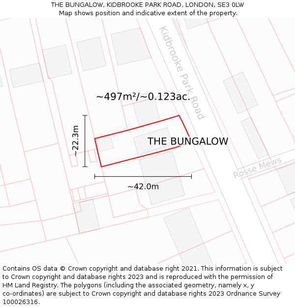 THE BUNGALOW, KIDBROOKE PARK ROAD, LONDON, SE3 0LW: Plot and title map