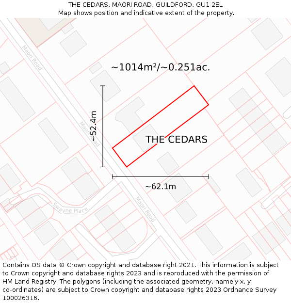 THE CEDARS, MAORI ROAD, GUILDFORD, GU1 2EL: Plot and title map