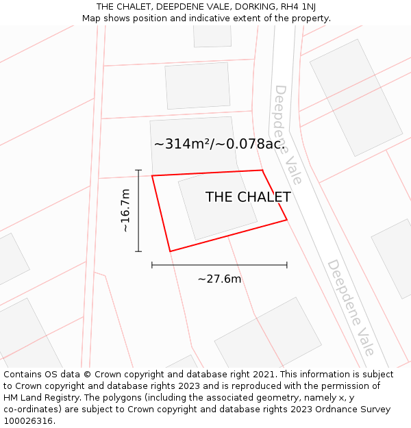 THE CHALET, DEEPDENE VALE, DORKING, RH4 1NJ: Plot and title map