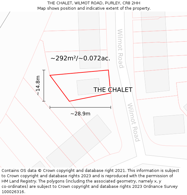 THE CHALET, WILMOT ROAD, PURLEY, CR8 2HH: Plot and title map