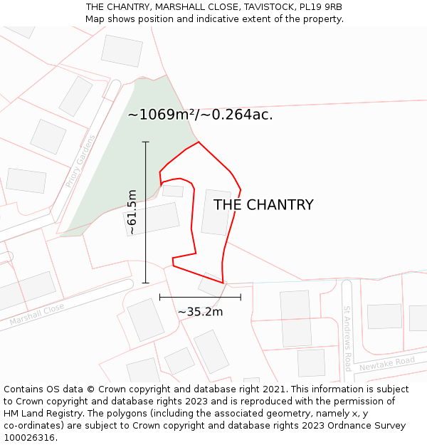 THE CHANTRY, MARSHALL CLOSE, TAVISTOCK, PL19 9RB: Plot and title map