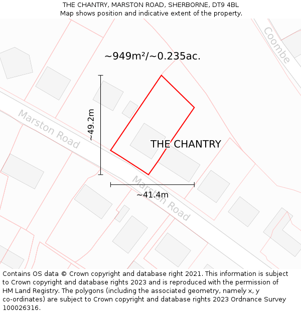 THE CHANTRY, MARSTON ROAD, SHERBORNE, DT9 4BL: Plot and title map