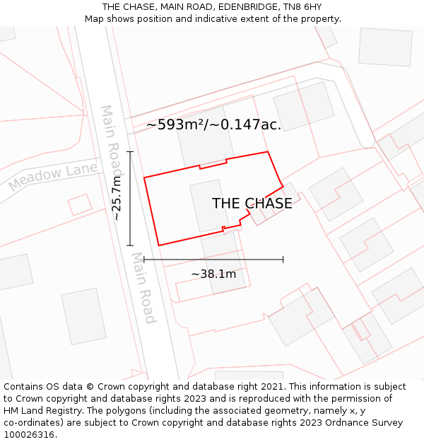 THE CHASE, MAIN ROAD, EDENBRIDGE, TN8 6HY: Plot and title map