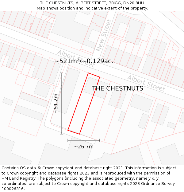 THE CHESTNUTS, ALBERT STREET, BRIGG, DN20 8HU: Plot and title map