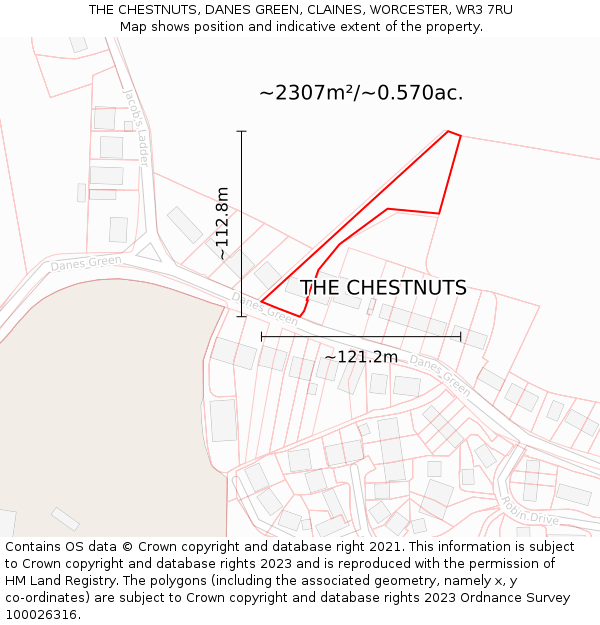 THE CHESTNUTS, DANES GREEN, CLAINES, WORCESTER, WR3 7RU: Plot and title map