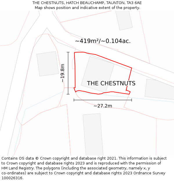 THE CHESTNUTS, HATCH BEAUCHAMP, TAUNTON, TA3 6AE: Plot and title map