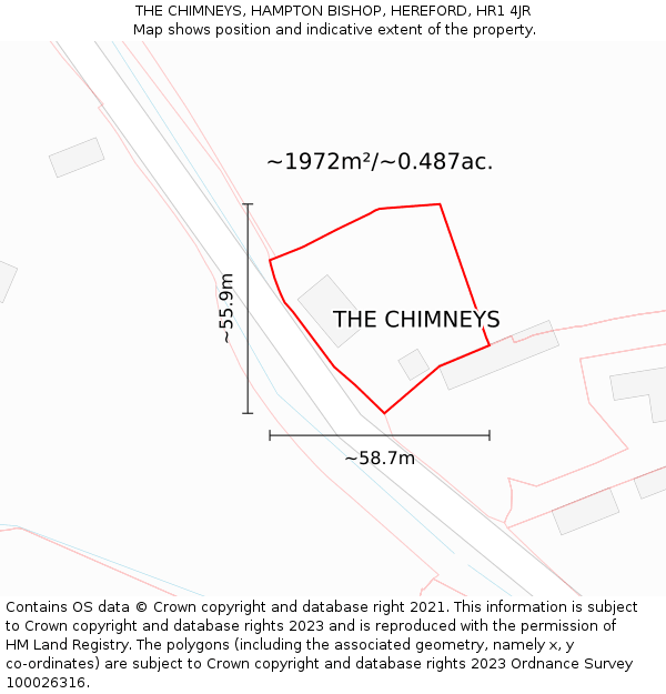 THE CHIMNEYS, HAMPTON BISHOP, HEREFORD, HR1 4JR: Plot and title map