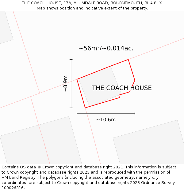 THE COACH HOUSE, 17A, ALUMDALE ROAD, BOURNEMOUTH, BH4 8HX: Plot and title map