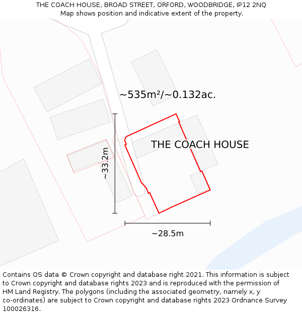 THE COACH HOUSE, BROAD STREET, ORFORD, WOODBRIDGE, IP12 2NQ: Plot and title map