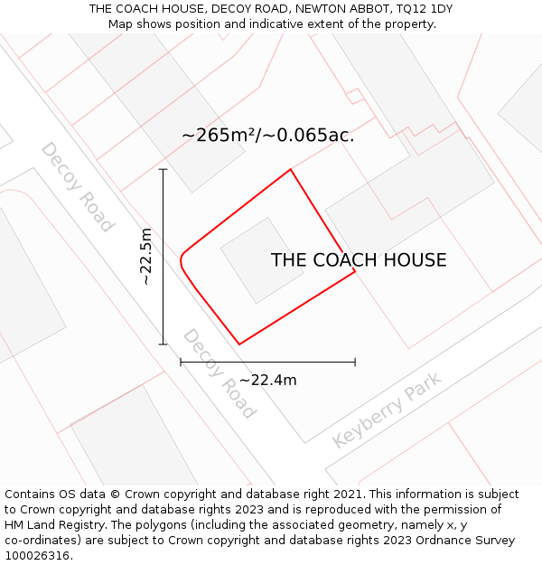 THE COACH HOUSE, DECOY ROAD, NEWTON ABBOT, TQ12 1DY: Plot and title map