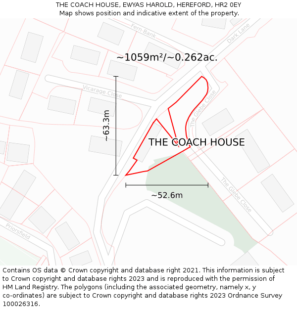 THE COACH HOUSE, EWYAS HAROLD, HEREFORD, HR2 0EY: Plot and title map