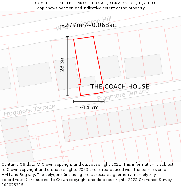 THE COACH HOUSE, FROGMORE TERRACE, KINGSBRIDGE, TQ7 1EU: Plot and title map