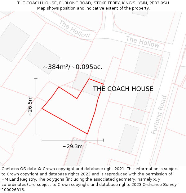 THE COACH HOUSE, FURLONG ROAD, STOKE FERRY, KING'S LYNN, PE33 9SU: Plot and title map