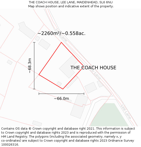 THE COACH HOUSE, LEE LANE, MAIDENHEAD, SL6 6NU: Plot and title map