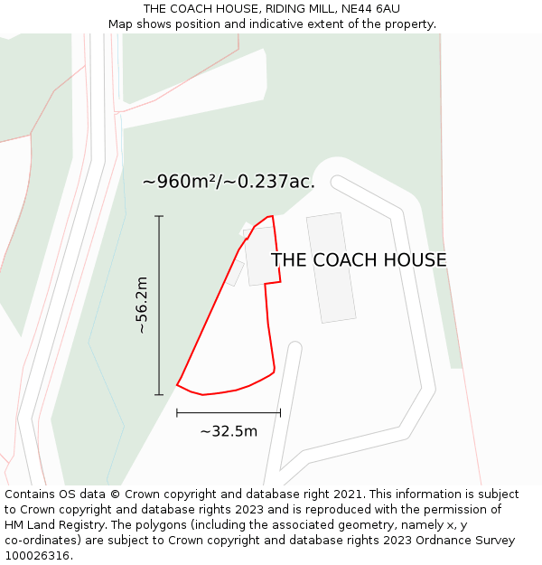 THE COACH HOUSE, RIDING MILL, NE44 6AU: Plot and title map