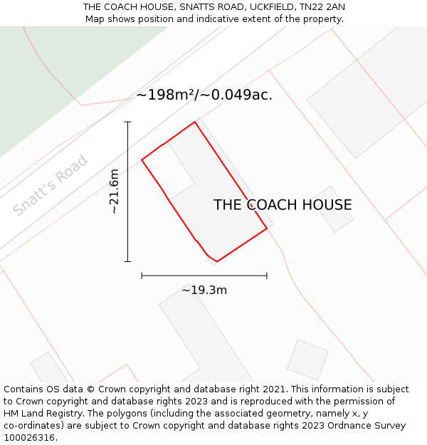 THE COACH HOUSE, SNATTS ROAD, UCKFIELD, TN22 2AN: Plot and title map