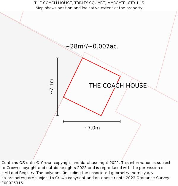 THE COACH HOUSE, TRINITY SQUARE, MARGATE, CT9 1HS: Plot and title map