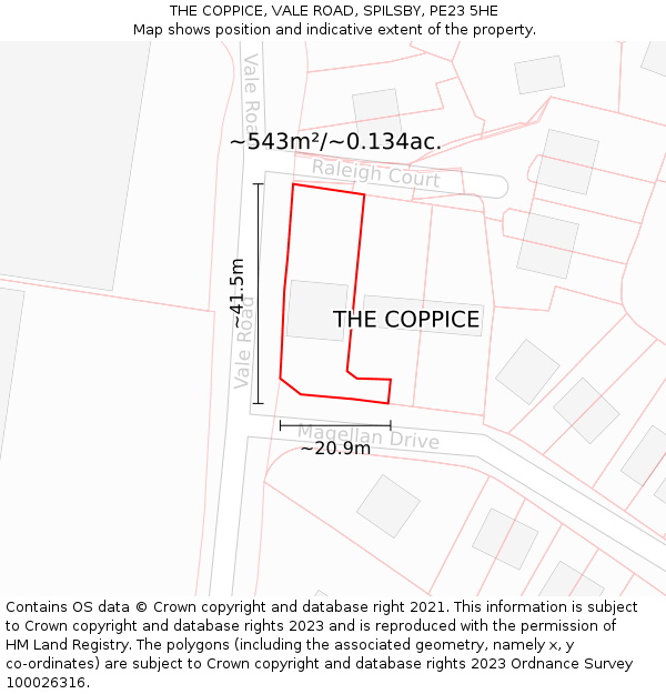 THE COPPICE, VALE ROAD, SPILSBY, PE23 5HE: Plot and title map