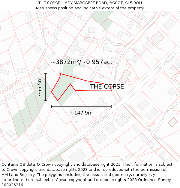 THE COPSE, LADY MARGARET ROAD, ASCOT, SL5 9QH: Plot and title map