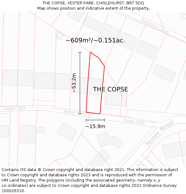 THE COPSE, YESTER PARK, CHISLEHURST, BR7 5DQ: Plot and title map