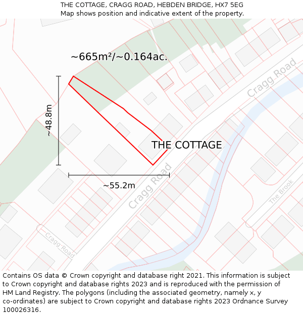 THE COTTAGE, CRAGG ROAD, HEBDEN BRIDGE, HX7 5EG: Plot and title map