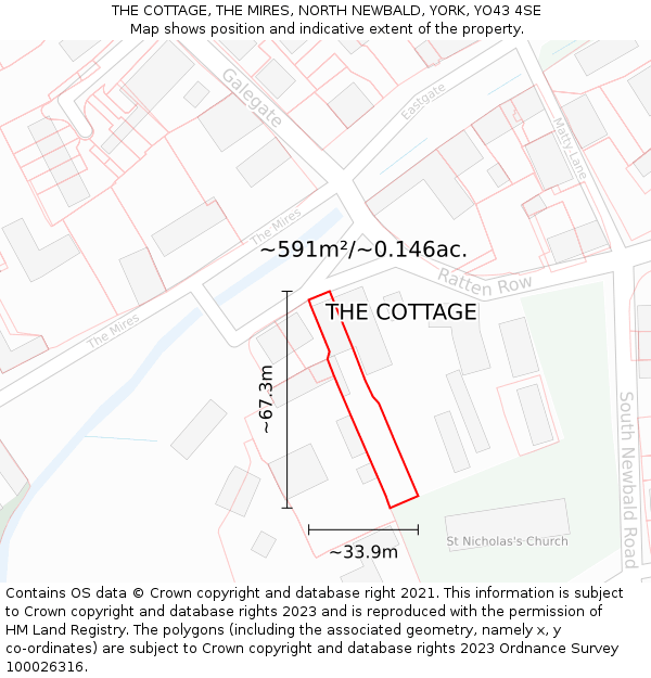 THE COTTAGE, THE MIRES, NORTH NEWBALD, YORK, YO43 4SE: Plot and title map