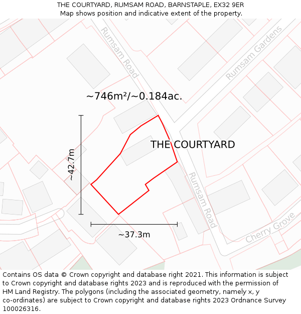 THE COURTYARD, RUMSAM ROAD, BARNSTAPLE, EX32 9ER: Plot and title map