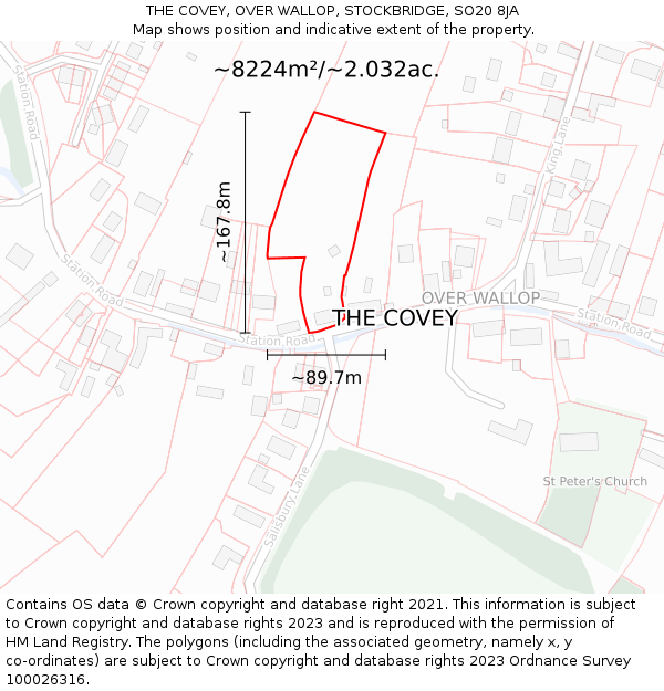 THE COVEY, OVER WALLOP, STOCKBRIDGE, SO20 8JA: Plot and title map