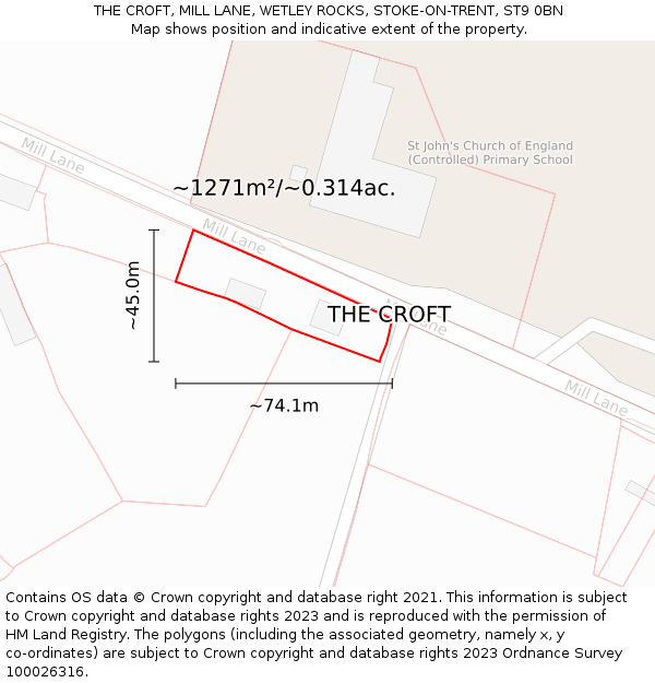 THE CROFT, MILL LANE, WETLEY ROCKS, STOKE-ON-TRENT, ST9 0BN: Plot and title map