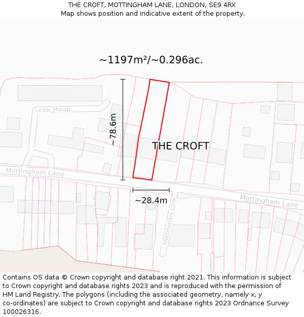 THE CROFT, MOTTINGHAM LANE, LONDON, SE9 4RX: Plot and title map