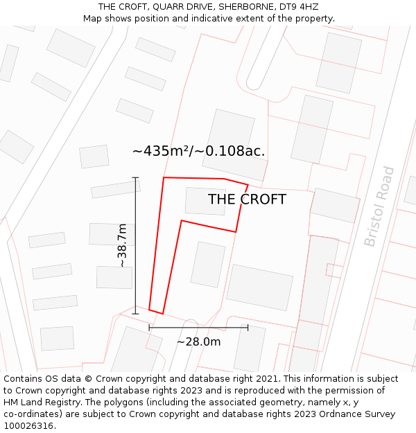 THE CROFT, QUARR DRIVE, SHERBORNE, DT9 4HZ: Plot and title map