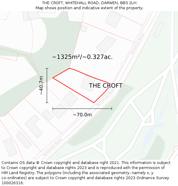 THE CROFT, WHITEHALL ROAD, DARWEN, BB3 2LH: Plot and title map
