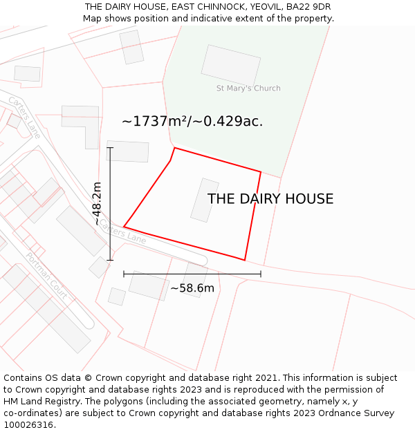 THE DAIRY HOUSE, EAST CHINNOCK, YEOVIL, BA22 9DR: Plot and title map