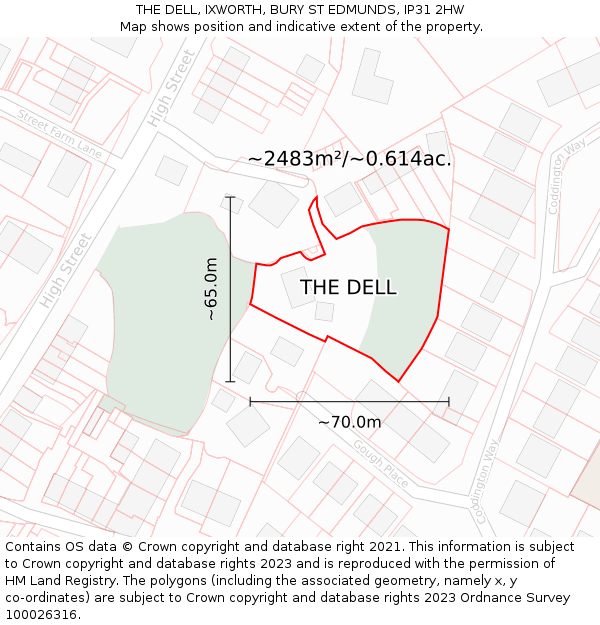 THE DELL, IXWORTH, BURY ST EDMUNDS, IP31 2HW: Plot and title map