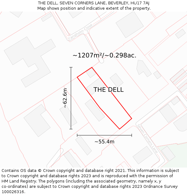 THE DELL, SEVEN CORNERS LANE, BEVERLEY, HU17 7AJ: Plot and title map