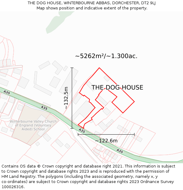 THE DOG HOUSE, WINTERBOURNE ABBAS, DORCHESTER, DT2 9LJ: Plot and title map