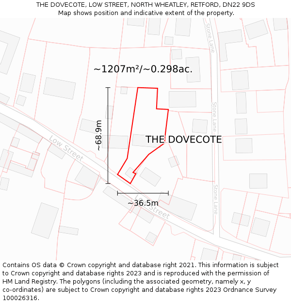 THE DOVECOTE, LOW STREET, NORTH WHEATLEY, RETFORD, DN22 9DS: Plot and title map