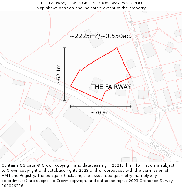 THE FAIRWAY, LOWER GREEN, BROADWAY, WR12 7BU: Plot and title map