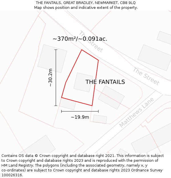 THE FANTAILS, GREAT BRADLEY, NEWMARKET, CB8 9LQ: Plot and title map