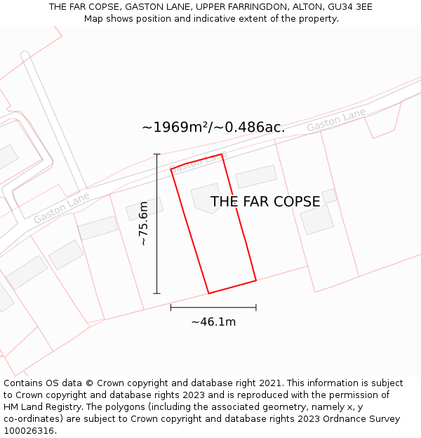 THE FAR COPSE, GASTON LANE, UPPER FARRINGDON, ALTON, GU34 3EE: Plot and title map