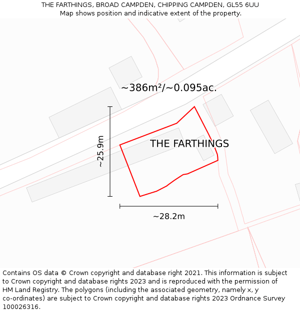 THE FARTHINGS, BROAD CAMPDEN, CHIPPING CAMPDEN, GL55 6UU: Plot and title map