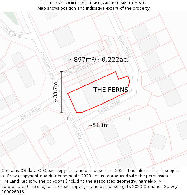 THE FERNS, QUILL HALL LANE, AMERSHAM, HP6 6LU: Plot and title map