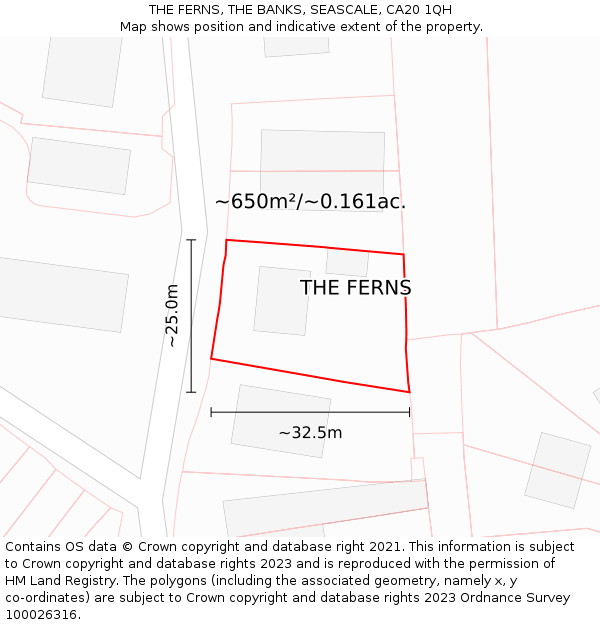 THE FERNS, THE BANKS, SEASCALE, CA20 1QH: Plot and title map