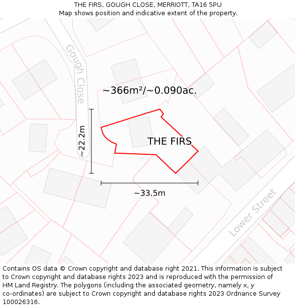 THE FIRS, GOUGH CLOSE, MERRIOTT, TA16 5PU: Plot and title map