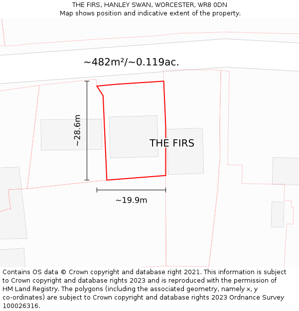 THE FIRS, HANLEY SWAN, WORCESTER, WR8 0DN: Plot and title map