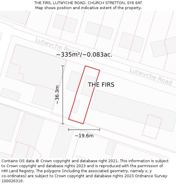 THE FIRS, LUTWYCHE ROAD, CHURCH STRETTON, SY6 6AT: Plot and title map
