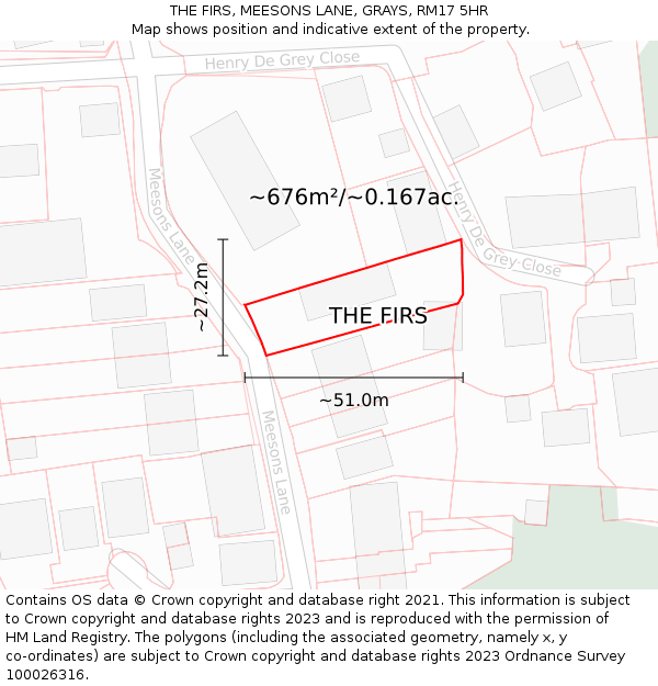 THE FIRS, MEESONS LANE, GRAYS, RM17 5HR: Plot and title map